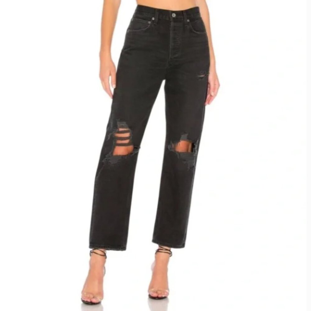 Agolde 90's Mid Rise Loose Fit Jeans in Black Size 26